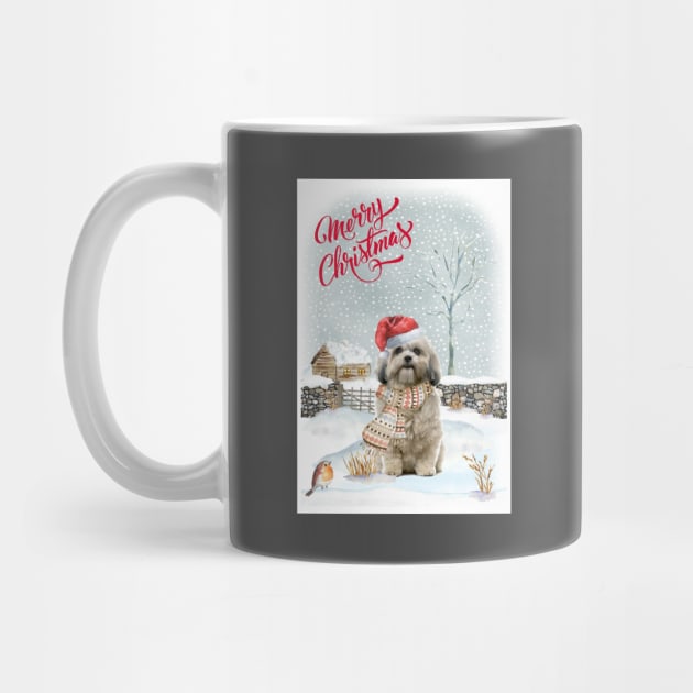 Shih Tzu Merry Christmas Santa Dog by Puppy Eyes